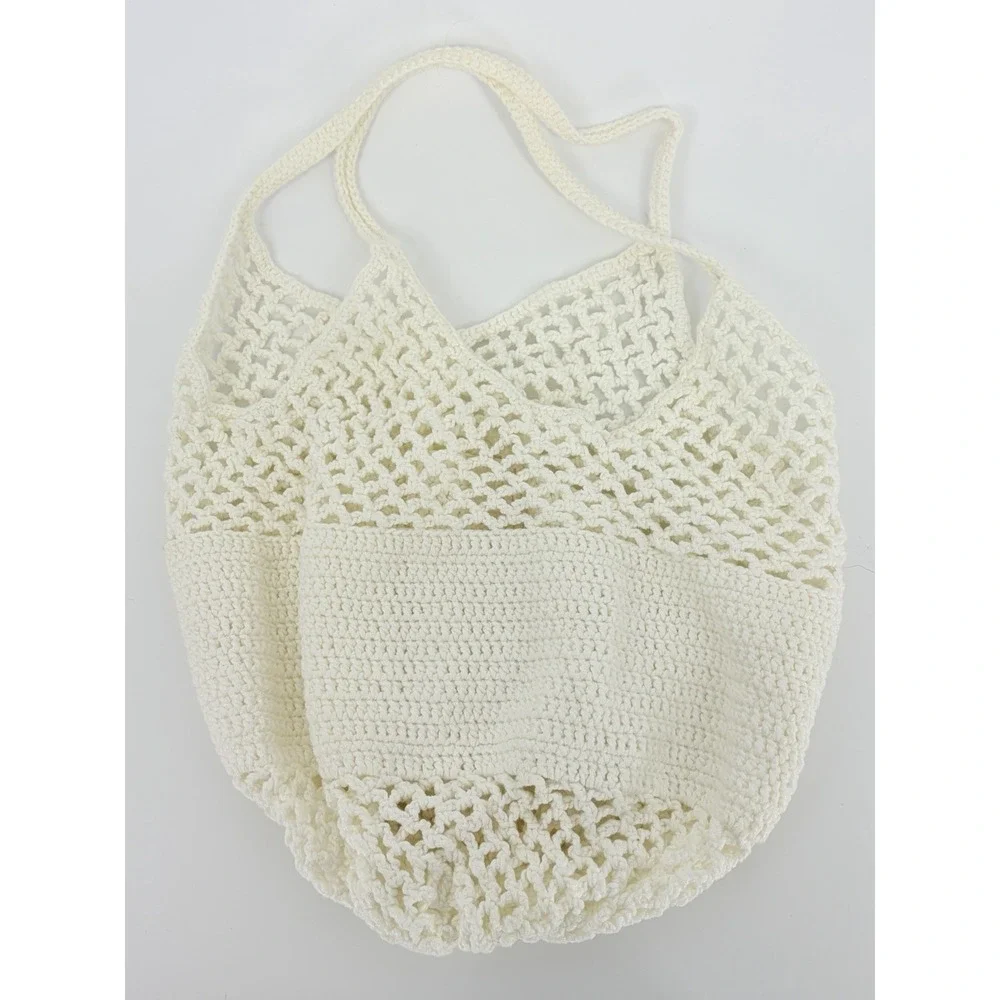 Vintage Knit Handbag Tote Purse Boho Cottagecore